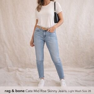 rag & bone Cate Mid Rise Skinny Jeans Light Wash Womens Size 28 Raw Hem
